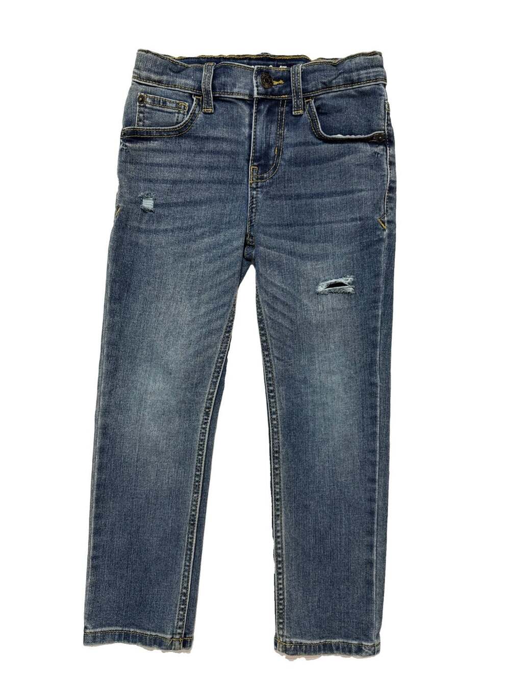 Cat & Jack Slim Fit Super Stretch Denim Blue Jeans Distressed Size 6
